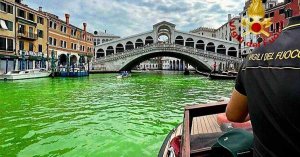 Venice Canal Glows Green After Chemical Leak, Officials Confirm